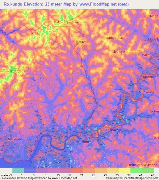 Ro-kundu,Sierra Leone Elevation Map