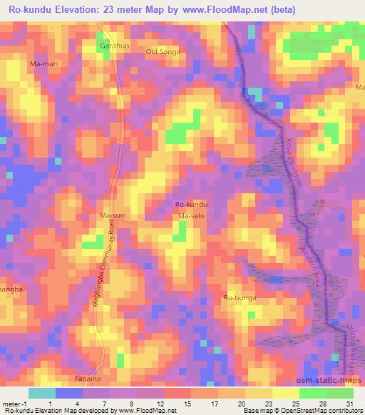 Ro-kundu,Sierra Leone Elevation Map