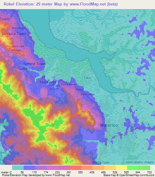 Rokel,Sierra Leone Elevation Map