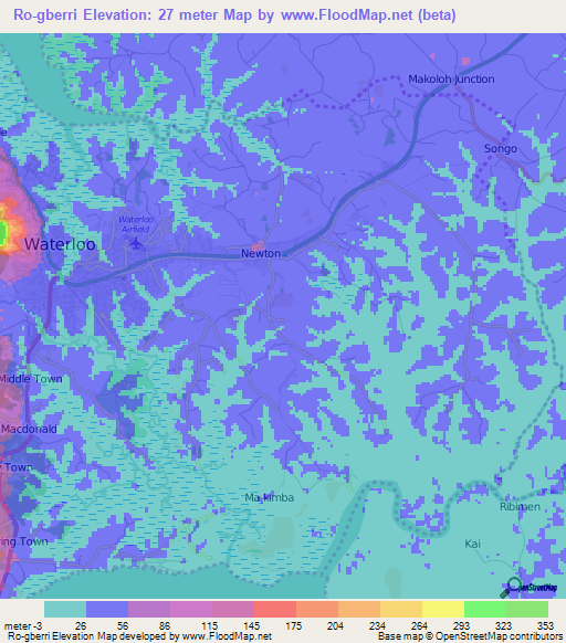 Ro-gberri,Sierra Leone Elevation Map