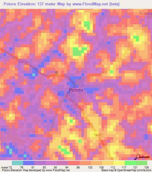 Potoru,Sierra Leone Elevation Map