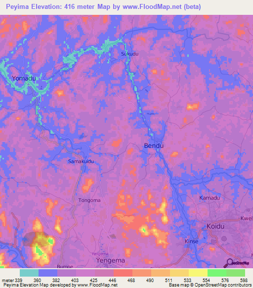 Peyima,Sierra Leone Elevation Map