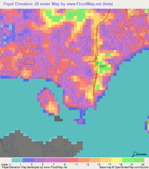 Pepel,Sierra Leone Elevation Map