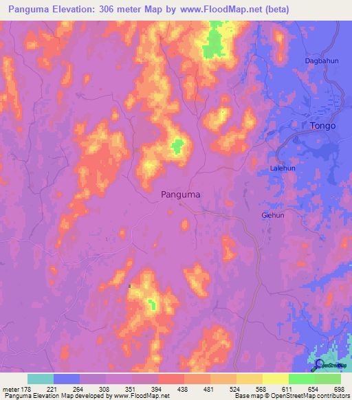 Panguma,Sierra Leone Elevation Map