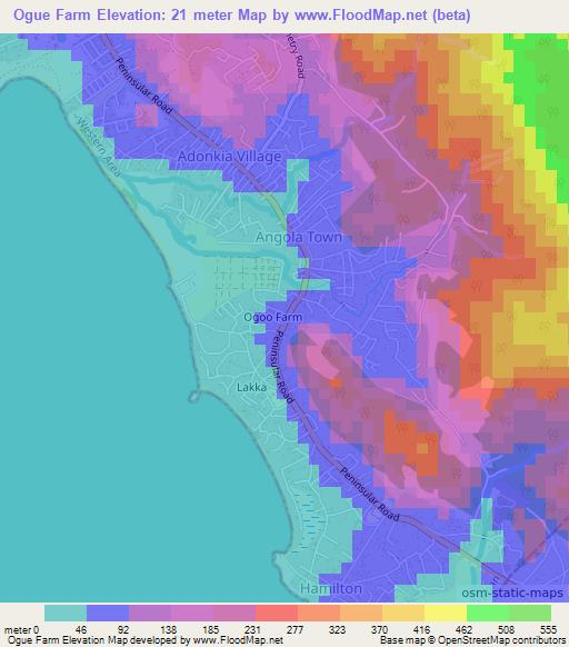 Ogue Farm,Sierra Leone Elevation Map