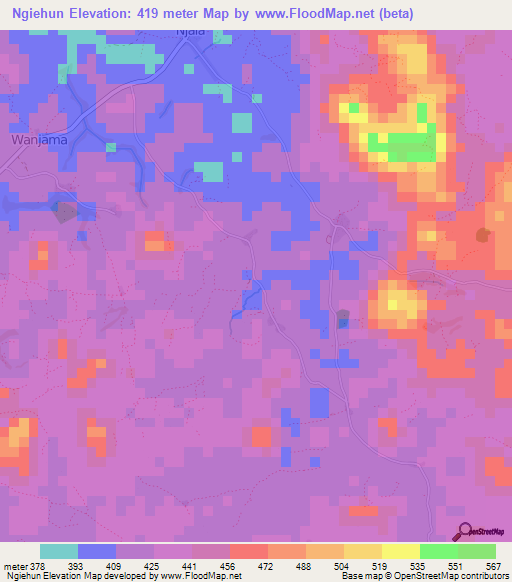 Ngiehun,Sierra Leone Elevation Map