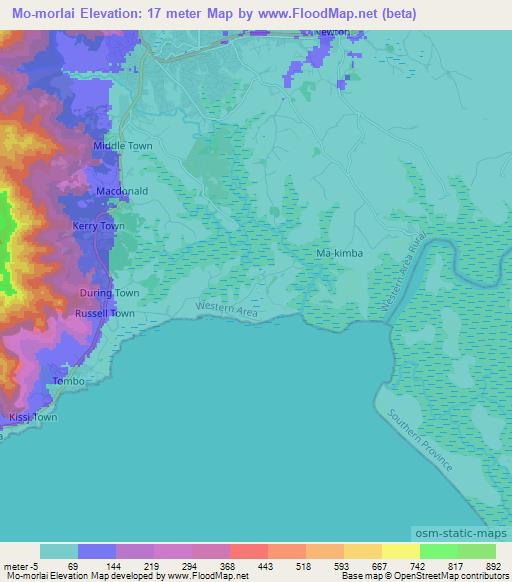 Mo-morlai,Sierra Leone Elevation Map