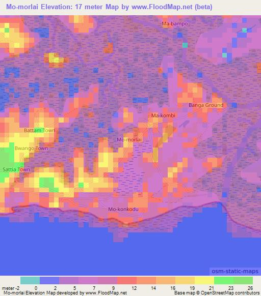 Mo-morlai,Sierra Leone Elevation Map