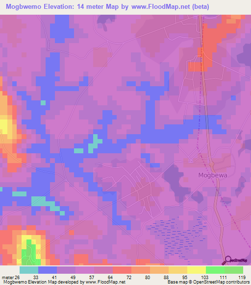 Mogbwemo,Sierra Leone Elevation Map