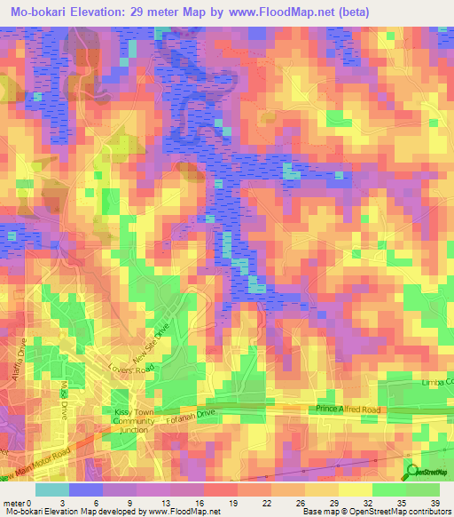 Mo-bokari,Sierra Leone Elevation Map