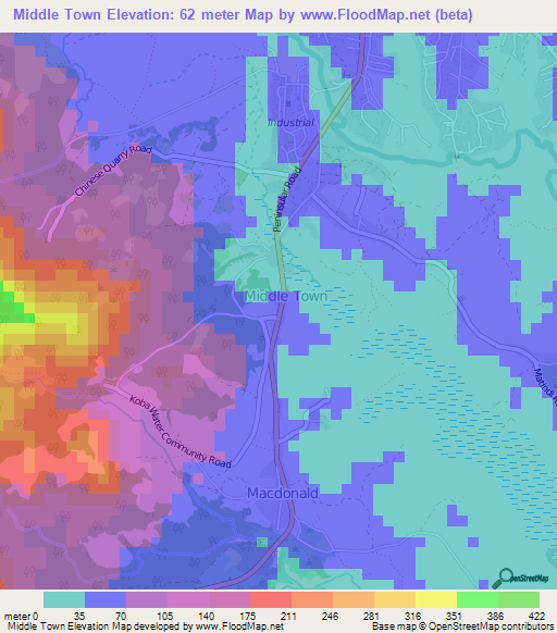 Middle Town,Sierra Leone Elevation Map