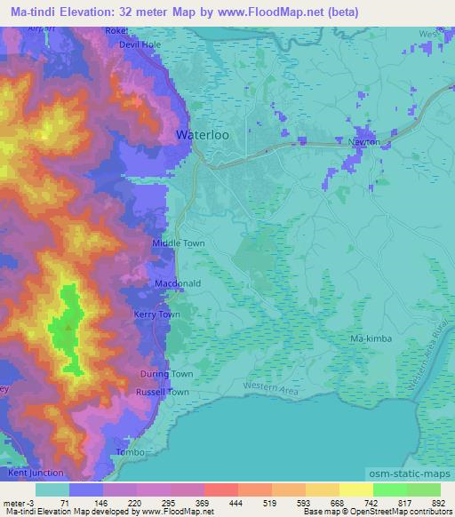 Ma-tindi,Sierra Leone Elevation Map