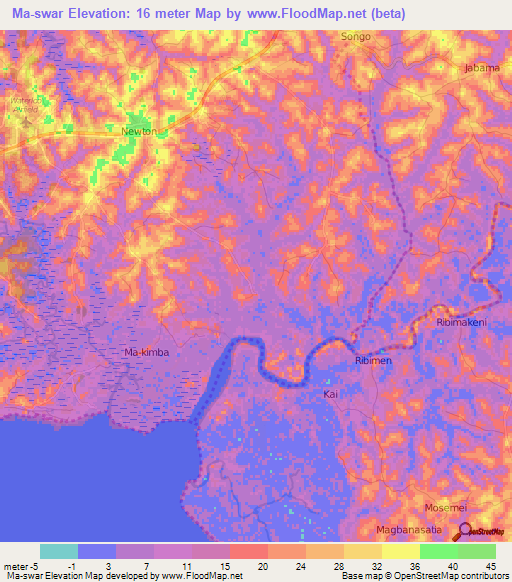 Ma-swar,Sierra Leone Elevation Map