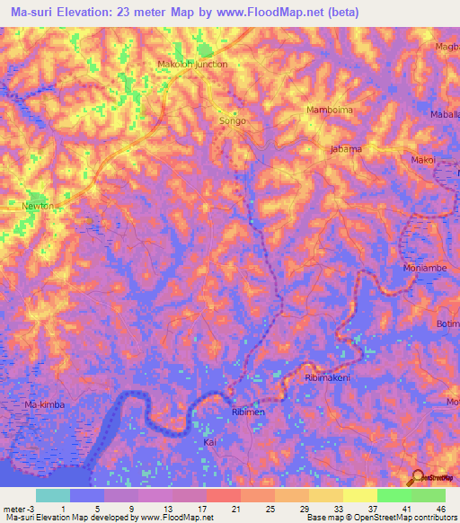 Ma-suri,Sierra Leone Elevation Map