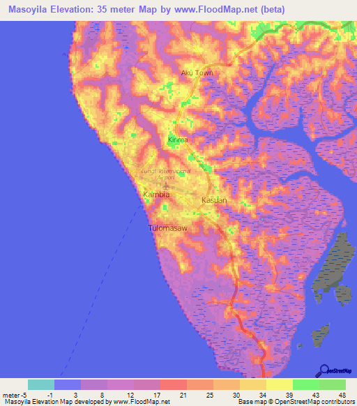 Masoyila,Sierra Leone Elevation Map