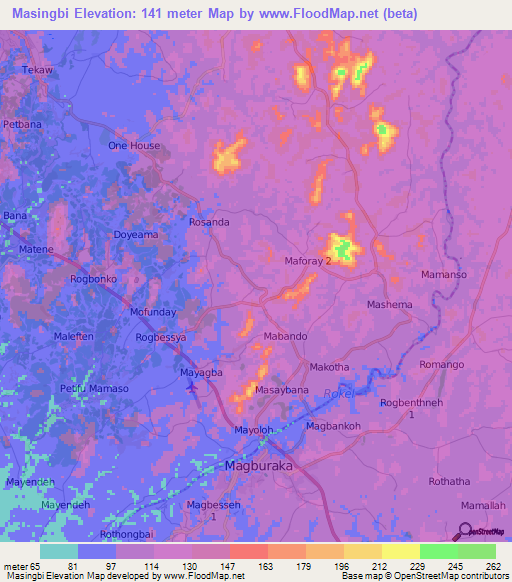 Masingbi,Sierra Leone Elevation Map