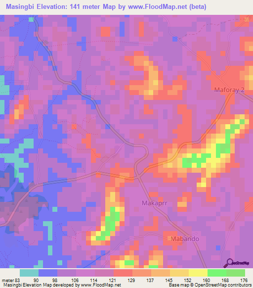 Masingbi,Sierra Leone Elevation Map