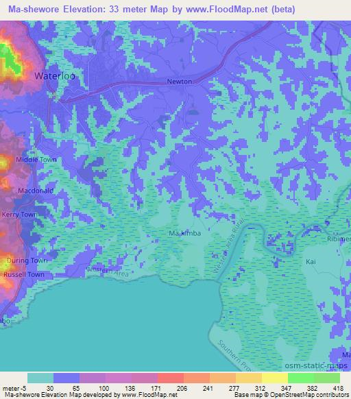 Ma-shewore,Sierra Leone Elevation Map