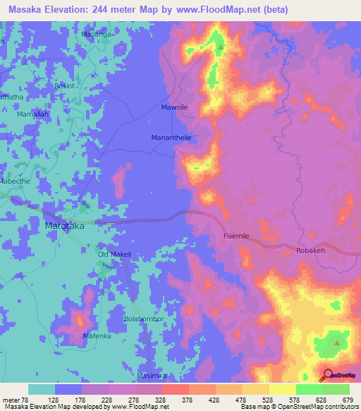 Masaka,Sierra Leone Elevation Map