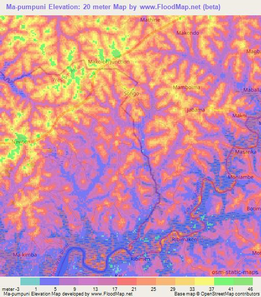 Ma-pumpuni,Sierra Leone Elevation Map