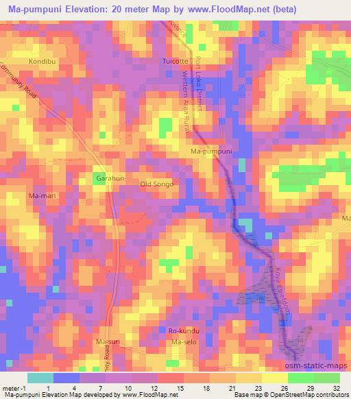 Ma-pumpuni,Sierra Leone Elevation Map