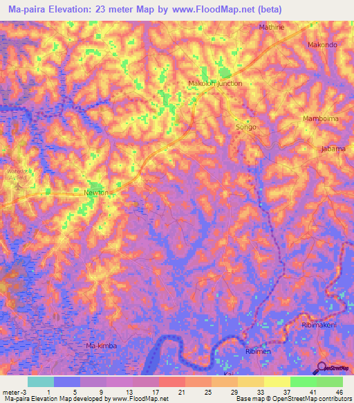 Ma-paira,Sierra Leone Elevation Map