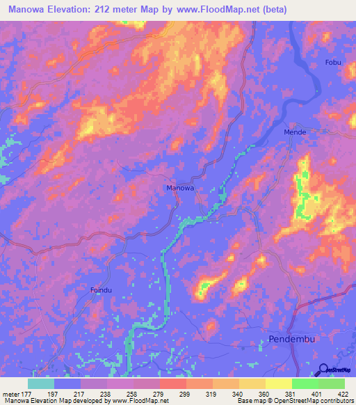 Manowa,Sierra Leone Elevation Map