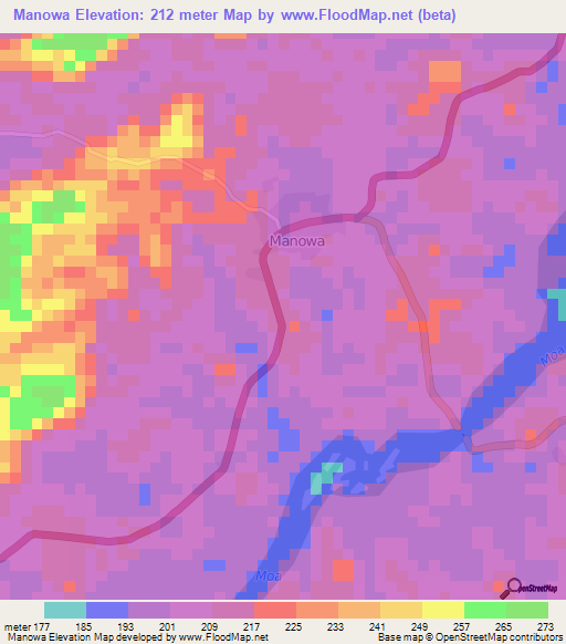 Manowa,Sierra Leone Elevation Map