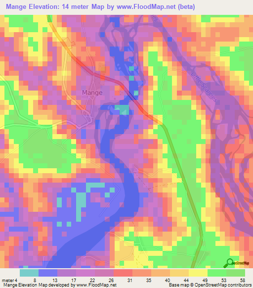 Mange,Sierra Leone Elevation Map