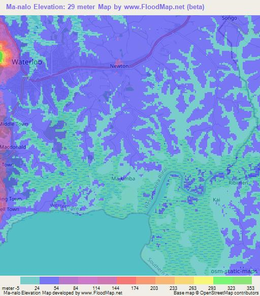 Ma-nalo,Sierra Leone Elevation Map