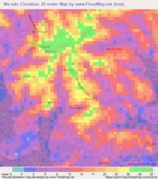 Ma-nalo,Sierra Leone Elevation Map