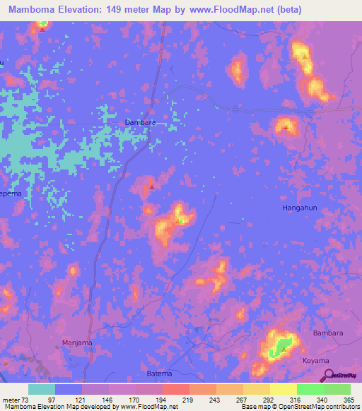 Mamboma,Sierra Leone Elevation Map