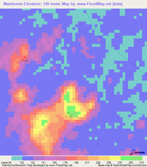 Mamboma,Sierra Leone Elevation Map