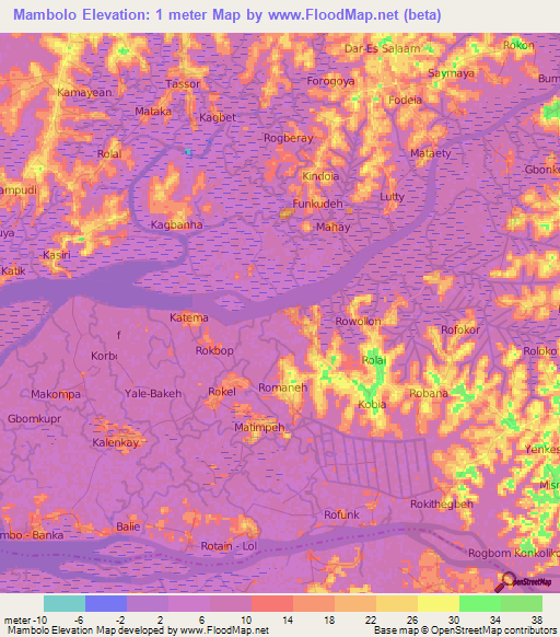 Mambolo,Sierra Leone Elevation Map