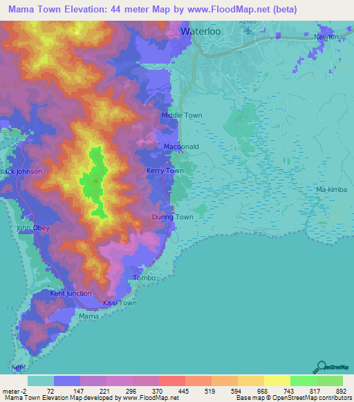 Mama Town,Sierra Leone Elevation Map