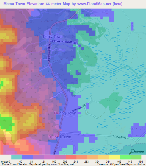 Mama Town,Sierra Leone Elevation Map