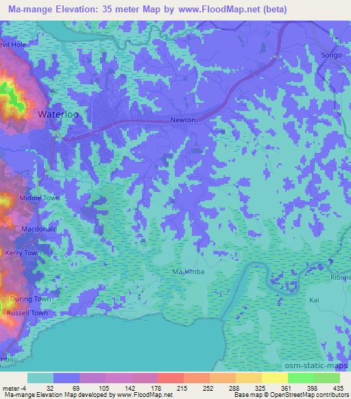 Ma-mange,Sierra Leone Elevation Map