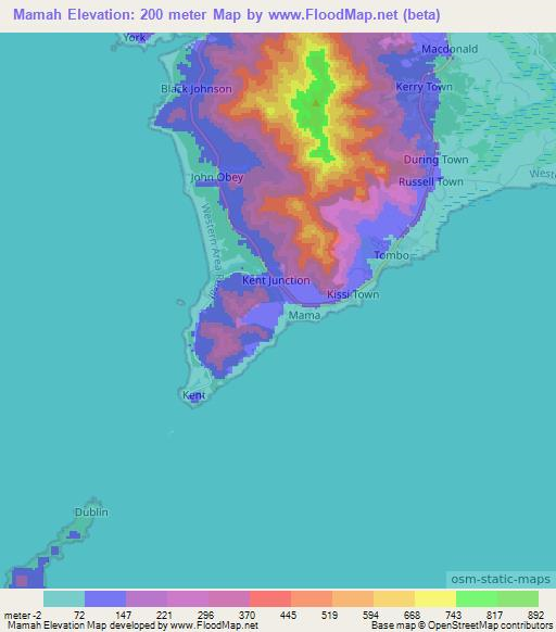 Mamah,Sierra Leone Elevation Map