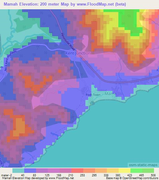 Mamah,Sierra Leone Elevation Map