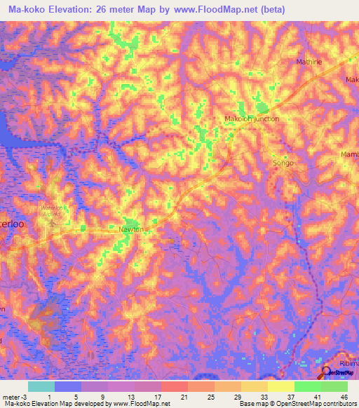 Ma-koko,Sierra Leone Elevation Map