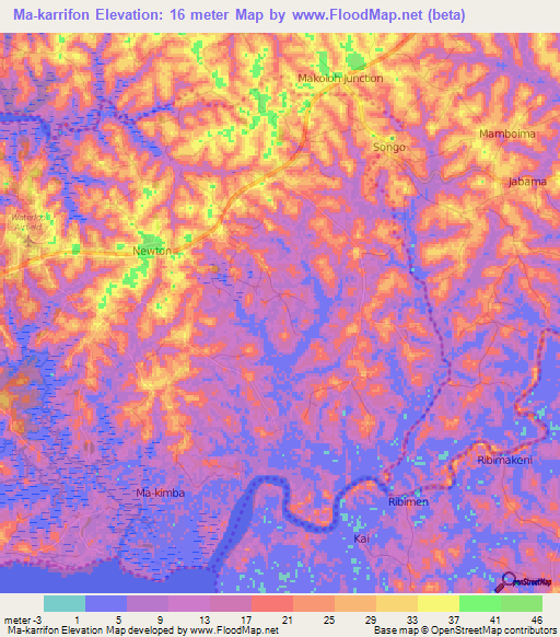 Ma-karrifon,Sierra Leone Elevation Map