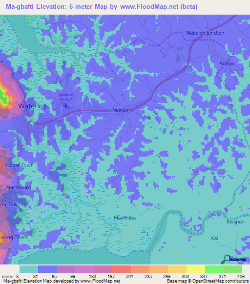 Ma-gbafti,Sierra Leone Elevation Map