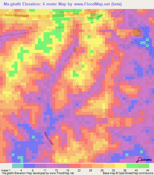 Ma-gbafti,Sierra Leone Elevation Map