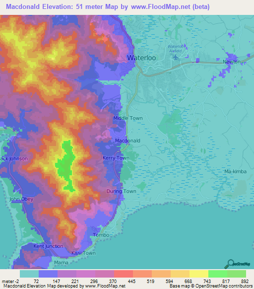 Macdonald,Sierra Leone Elevation Map