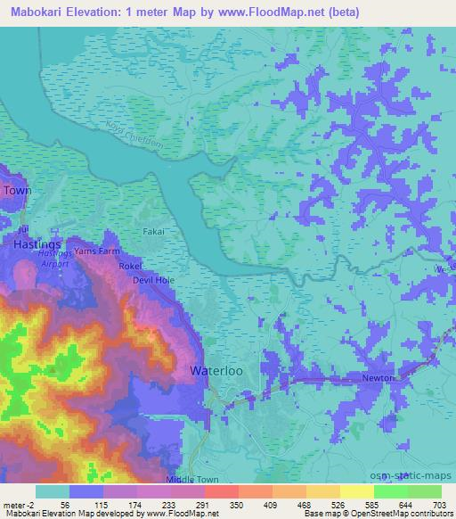 Mabokari,Sierra Leone Elevation Map