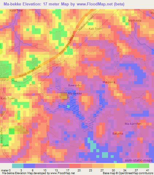 Ma-bekke,Sierra Leone Elevation Map