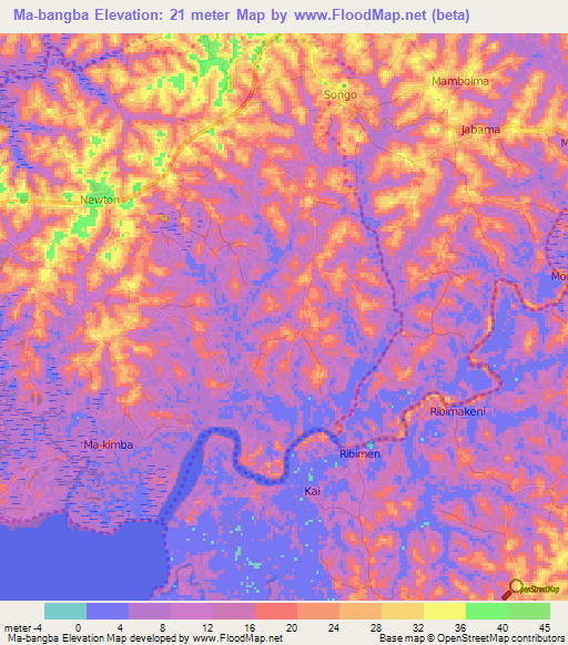 Ma-bangba,Sierra Leone Elevation Map