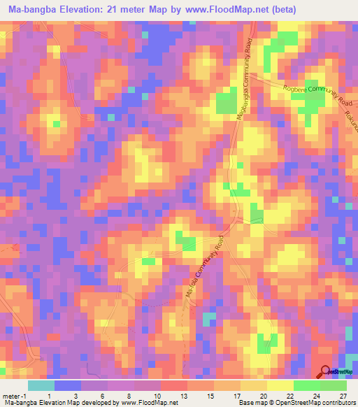 Ma-bangba,Sierra Leone Elevation Map