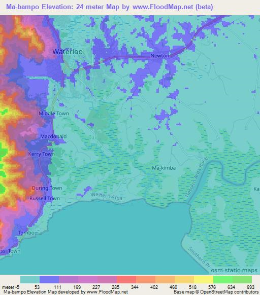 Ma-bampo,Sierra Leone Elevation Map