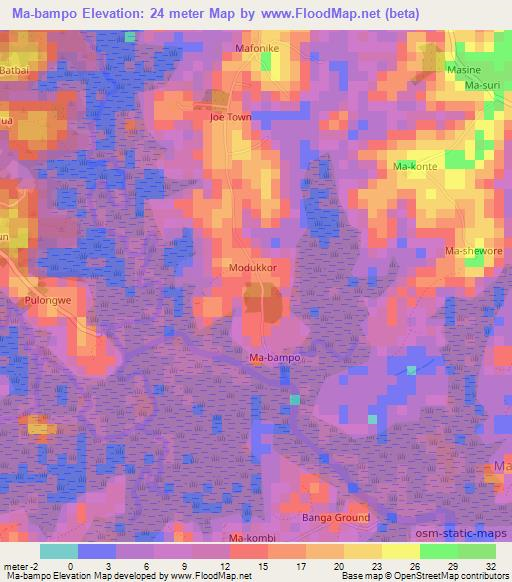 Ma-bampo,Sierra Leone Elevation Map